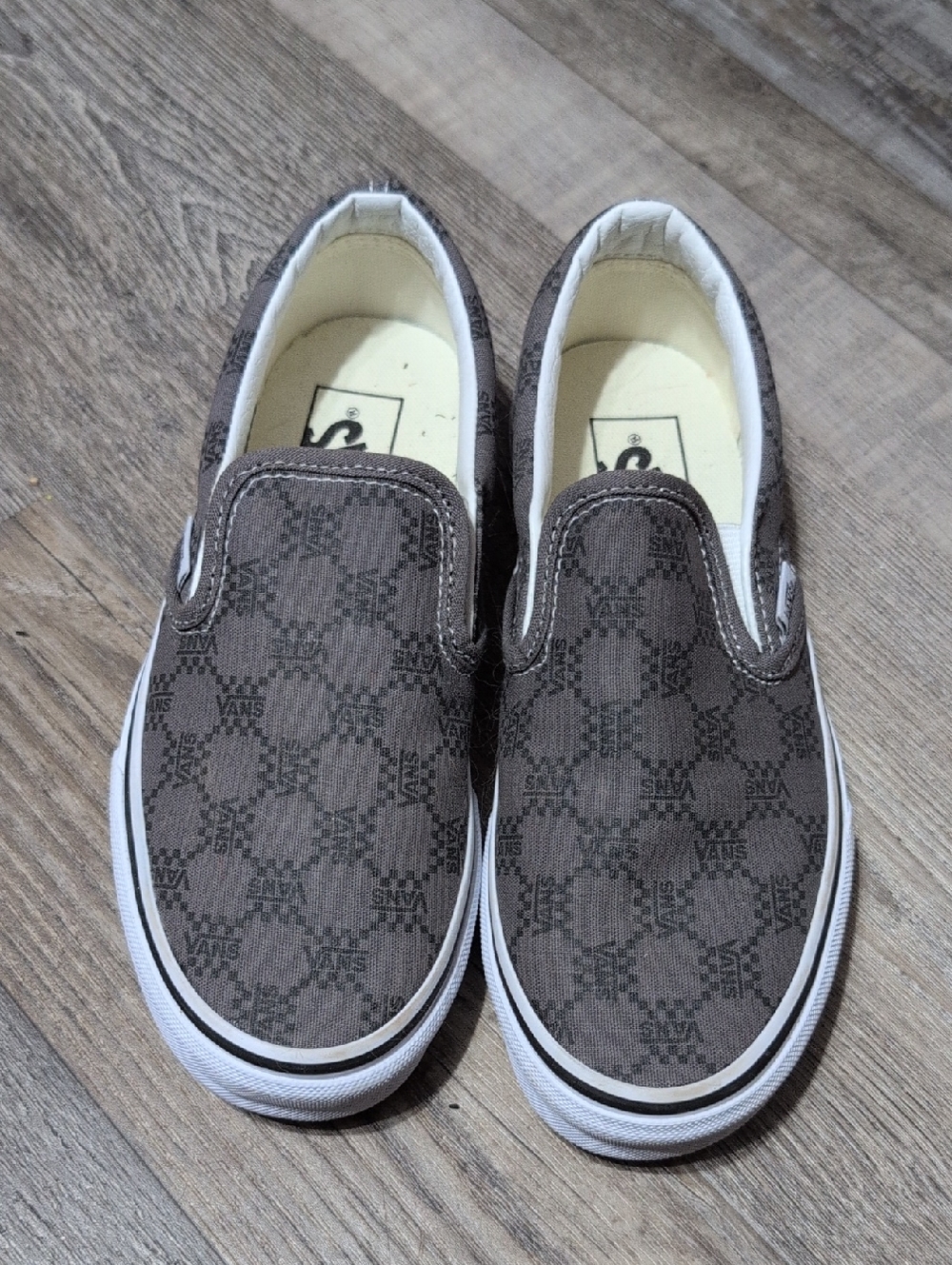 Vans Slip-On Sneakers in Gray Checker Motif